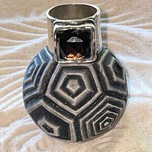 Silpada Sterline Silver Smoky Quartz Hammered Band Ring